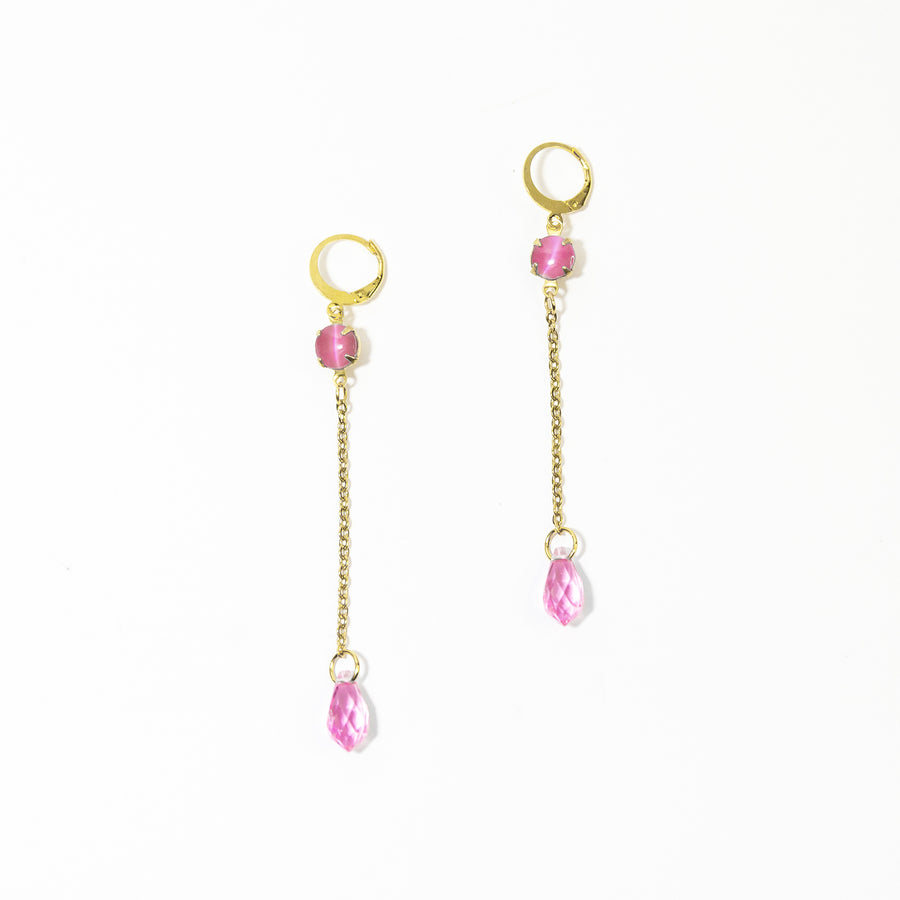 Rose Pink Moonglow Crystal Earrings
