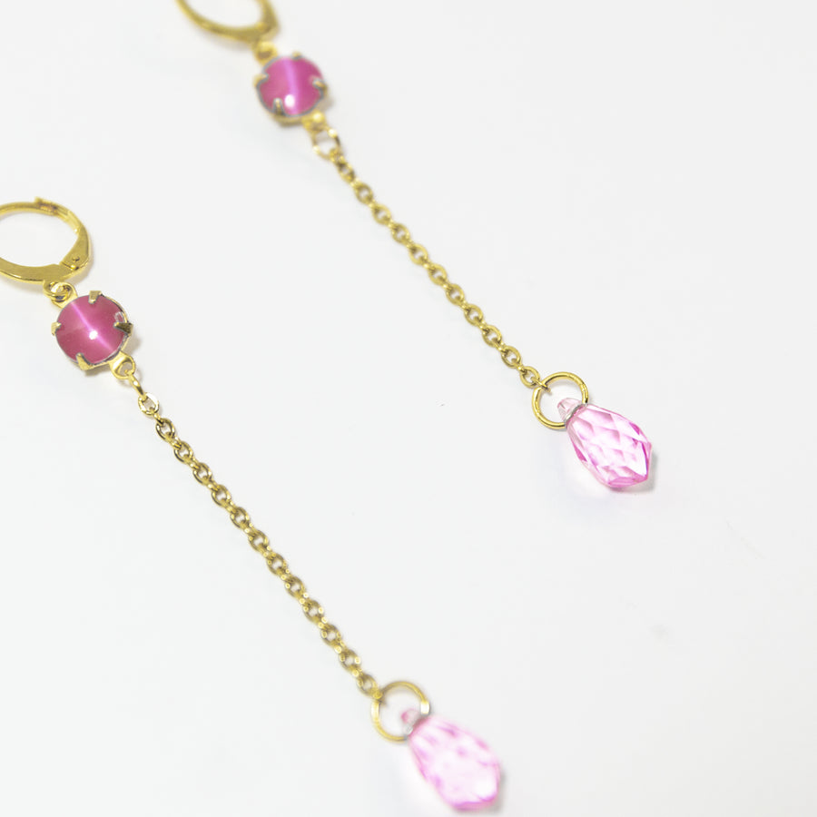Rose Pink Moonglow Crystal Earrings