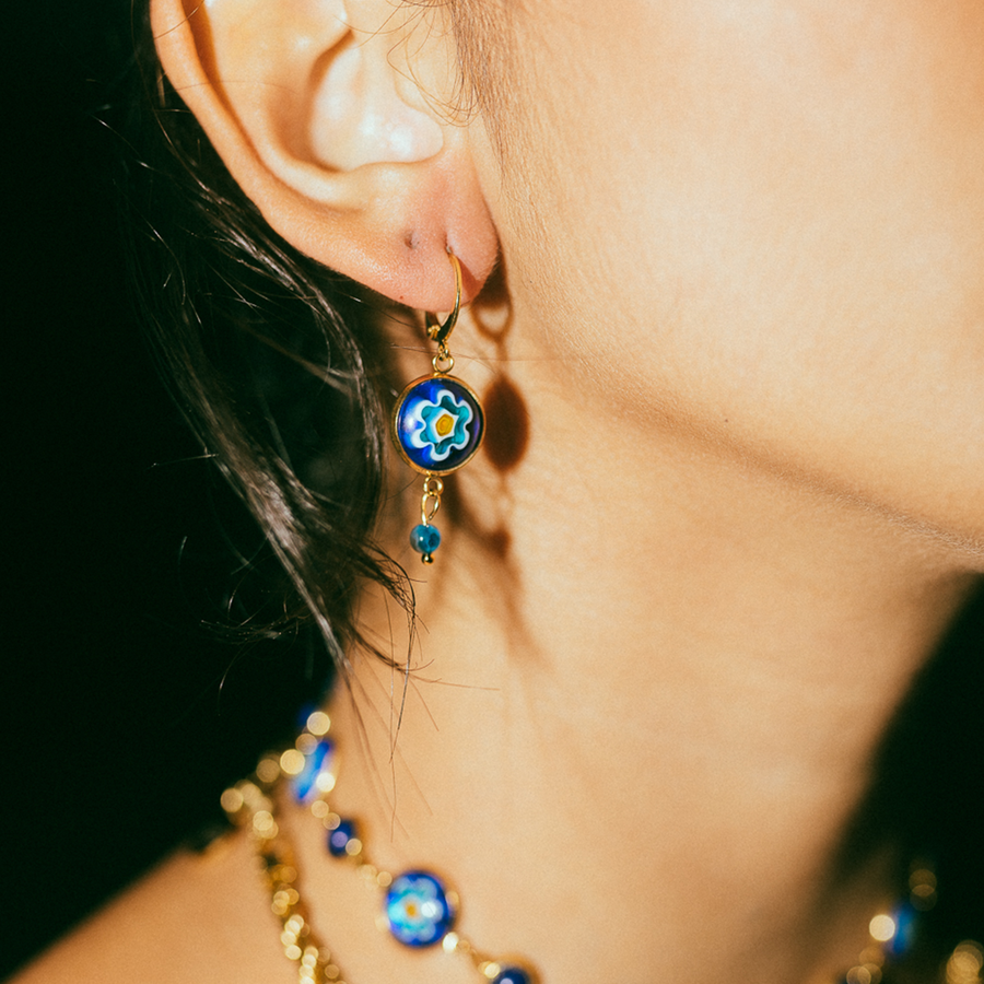Positano Floral Millefiori Stone Drop Earrings
