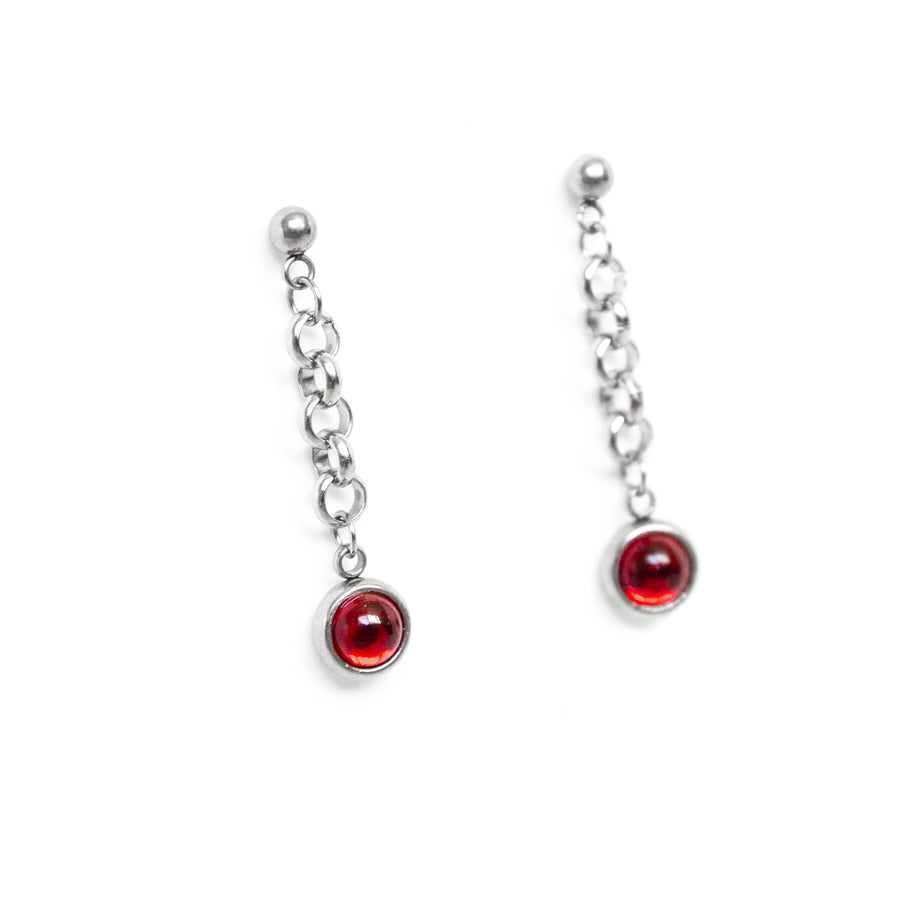Heartbreaker Ruby Chain Stud Earrings