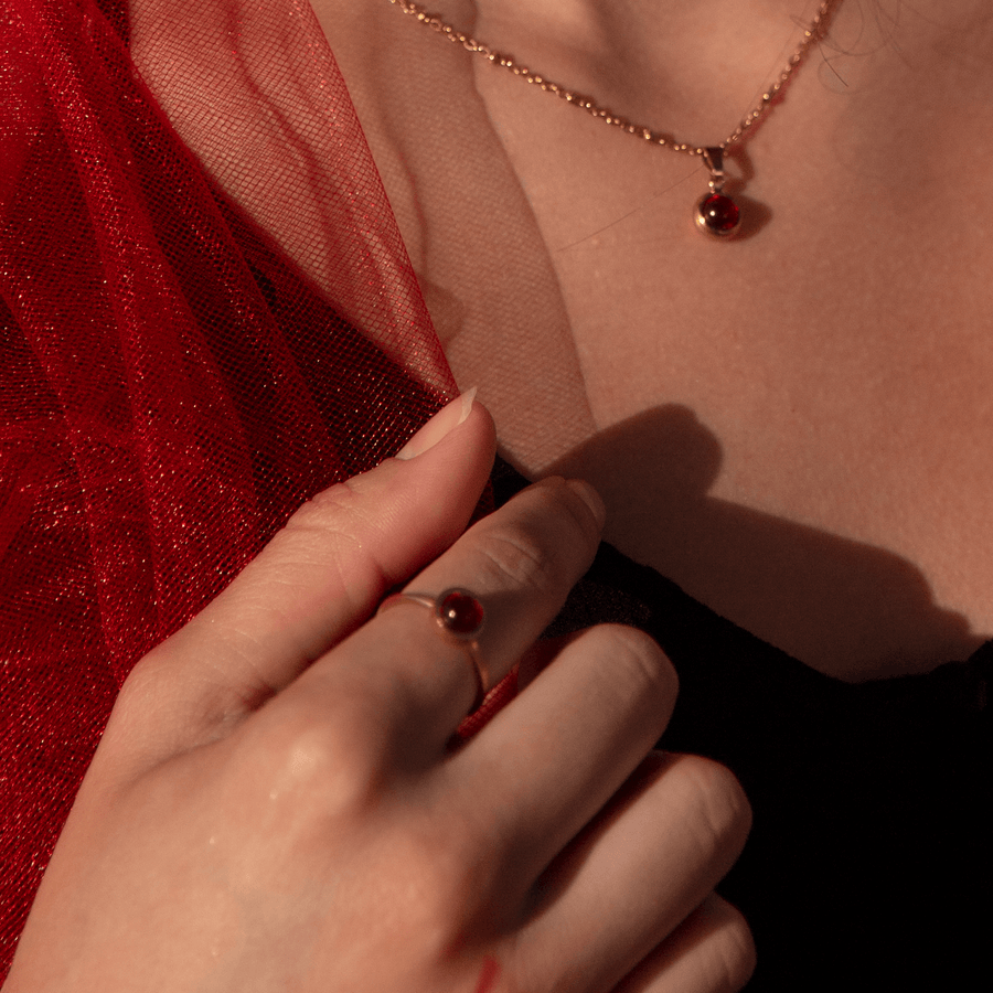 Scarlet Red Foiled Ruby Stone Ring ring Angelina Natalie 