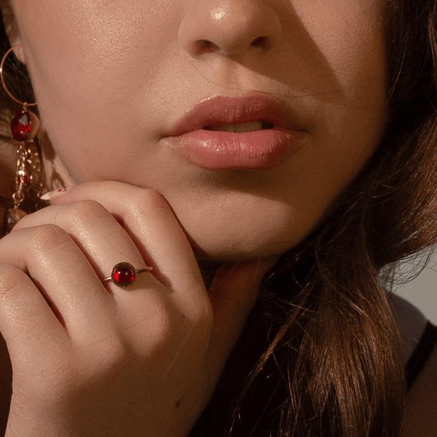 Scarlet Red Foiled Ruby Stone Ring ring Angelina Natalie 