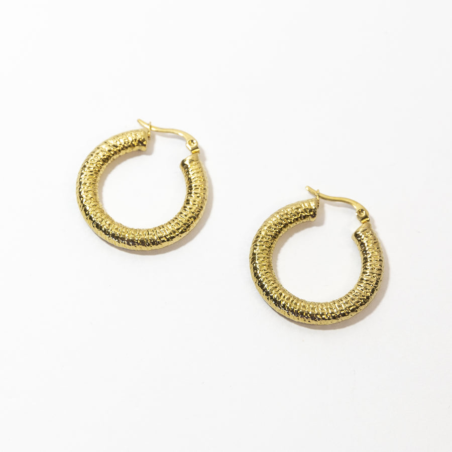 Tessa Textured Hoops in Gold