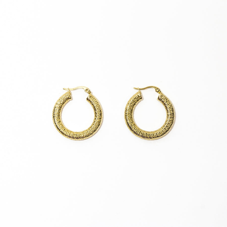 Tessa Textured Hoops in Gold