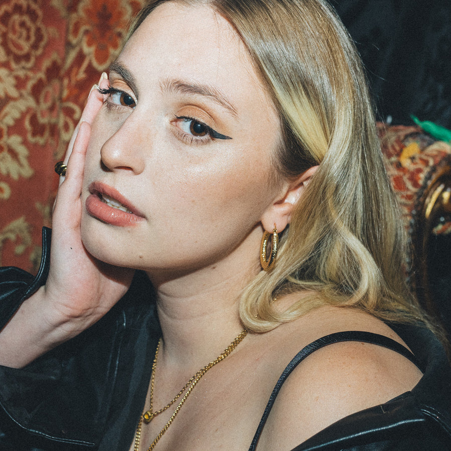Tessa Textured Hoops in Gold