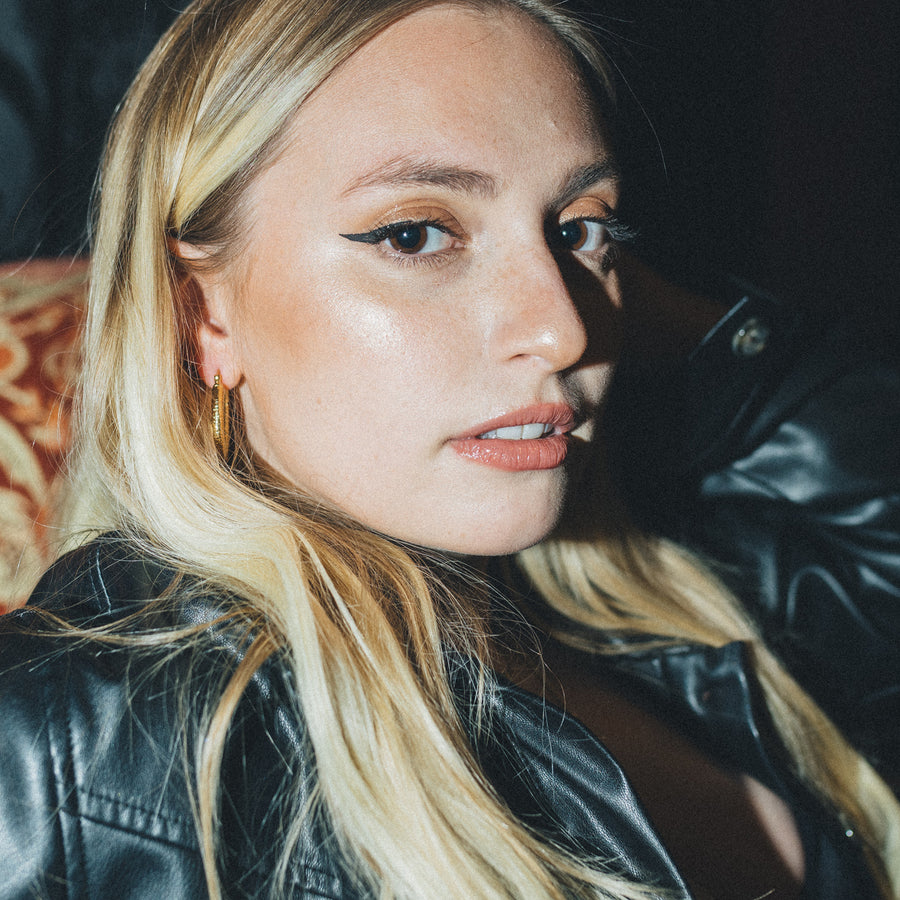 Tessa Textured Hoops in Gold