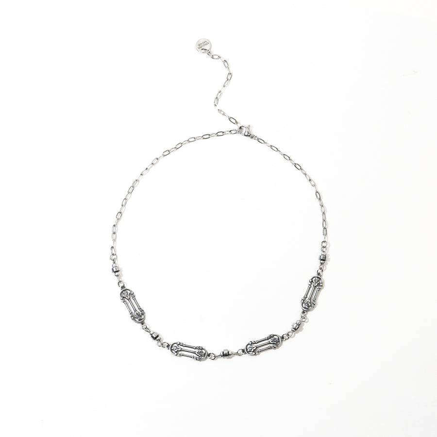 Gothic Filigree Link Choker in Antique Silver