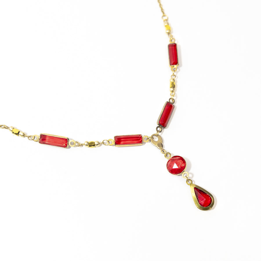 Vintage Ruby Red Link Necklace