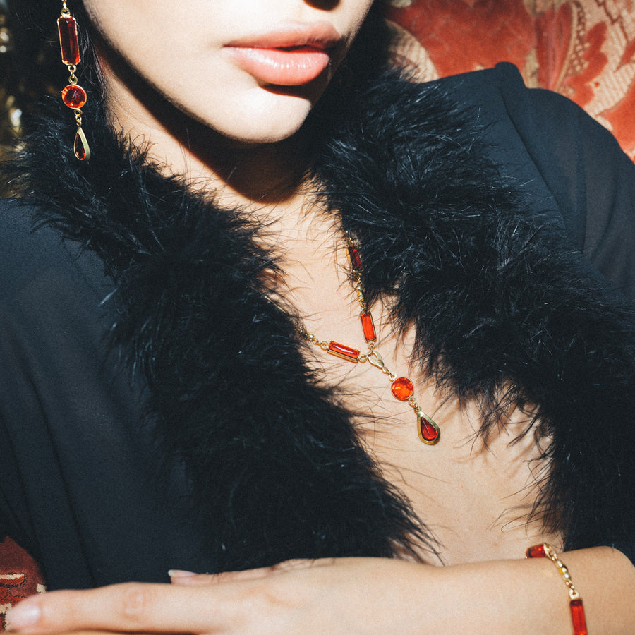 Vintage Ruby Red Link Necklace
